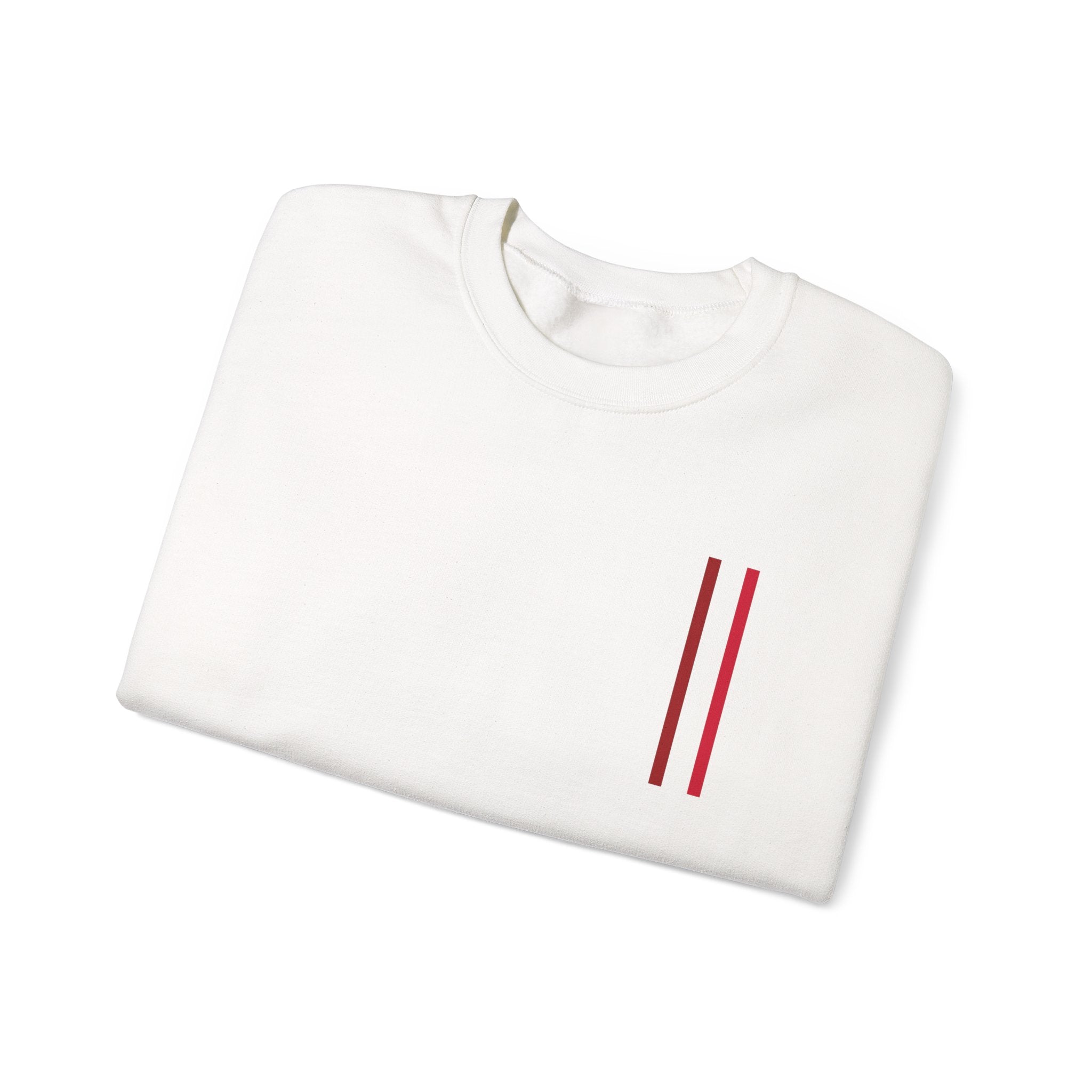 Mr Fook - Minimalist White Sweatshirt with Red Double Stripe Pocket Accent