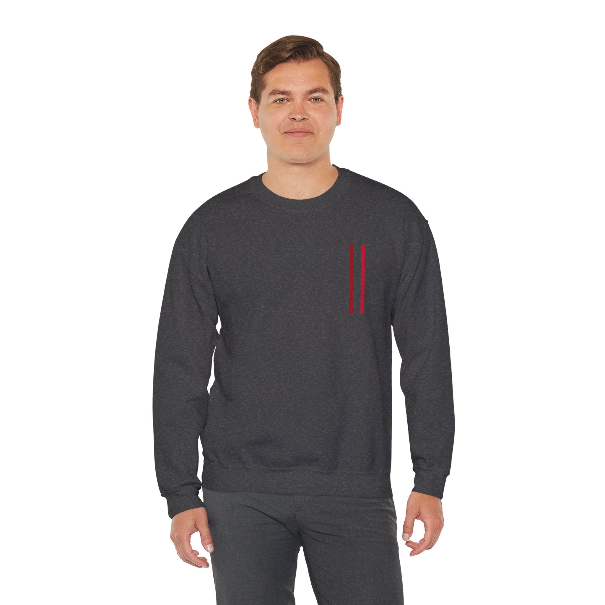 Mr Fook - Minimalist White Sweatshirt with Red Double Stripe Pocket Accent