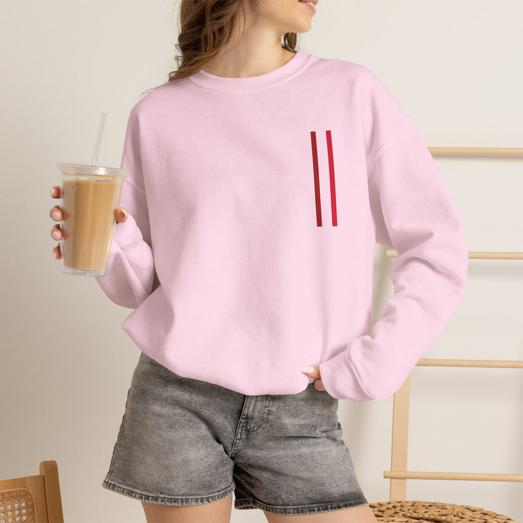 Mr Fook - Minimalist White Sweatshirt with Red Double Stripe Pocket Accent