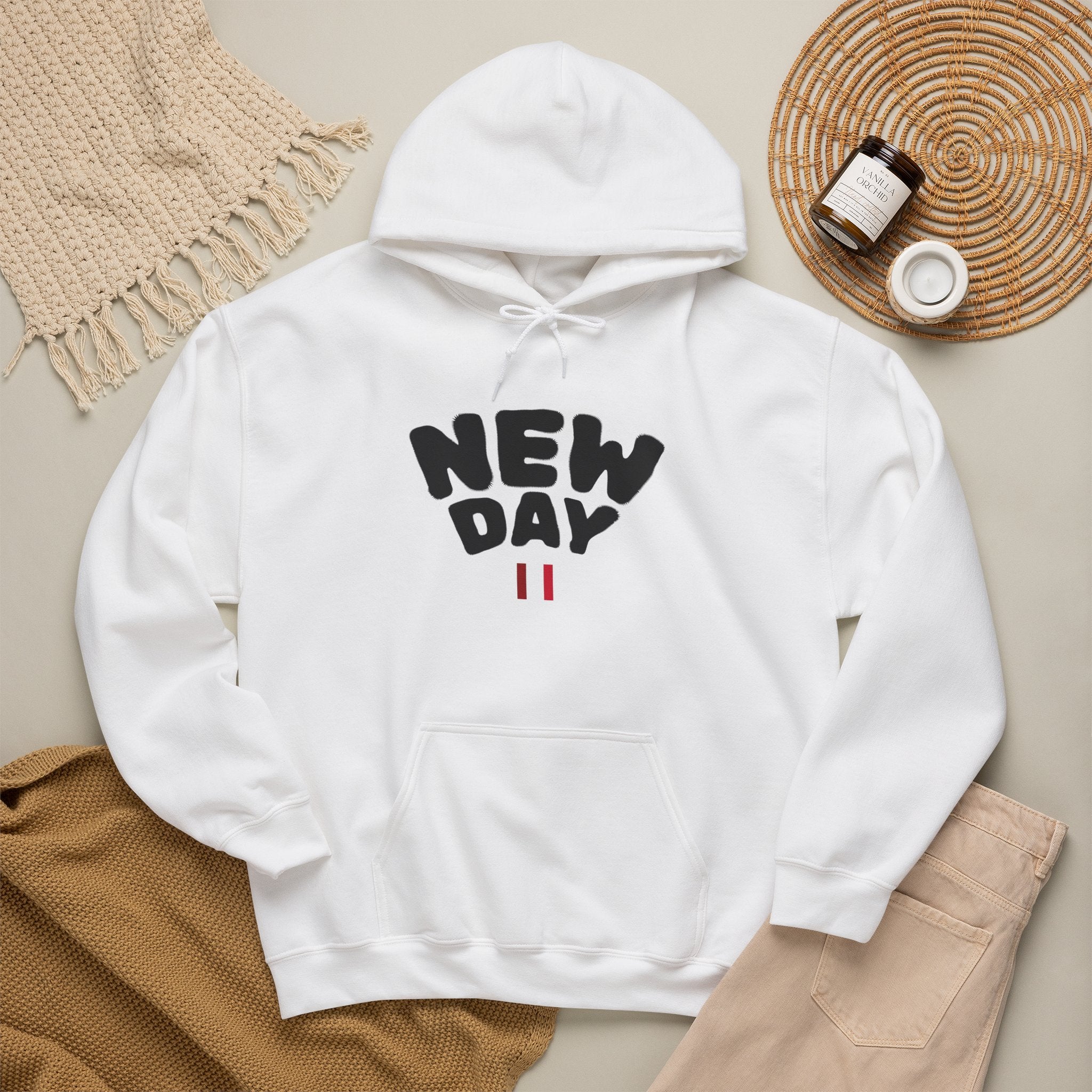 Sudadera minimalista personalizada — Sudadera blanca "New Day"