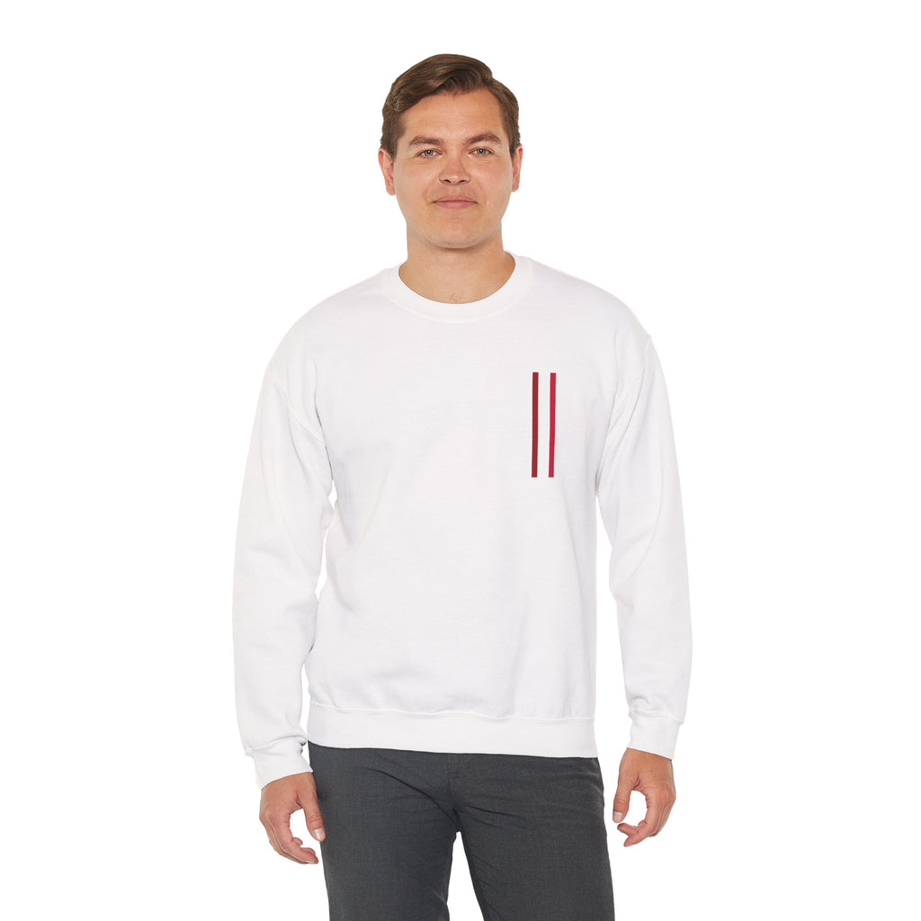 Mr Fook - Minimalist White Sweatshirt with Red Double Stripe Pocket Accent