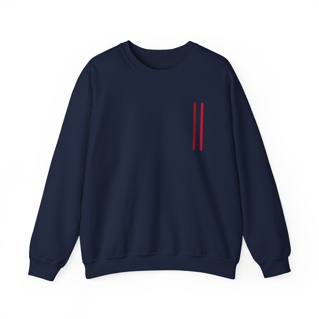 Mr Fook - Minimalist White Sweatshirt with Red Double Stripe Pocket Accent