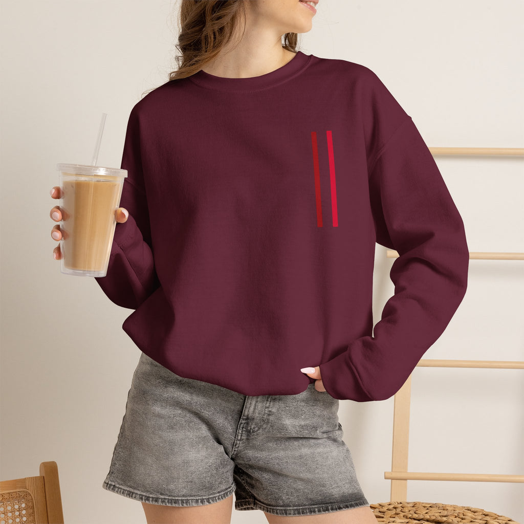 Mr Fook - Minimalist White Sweatshirt with Red Double Stripe Pocket Accent