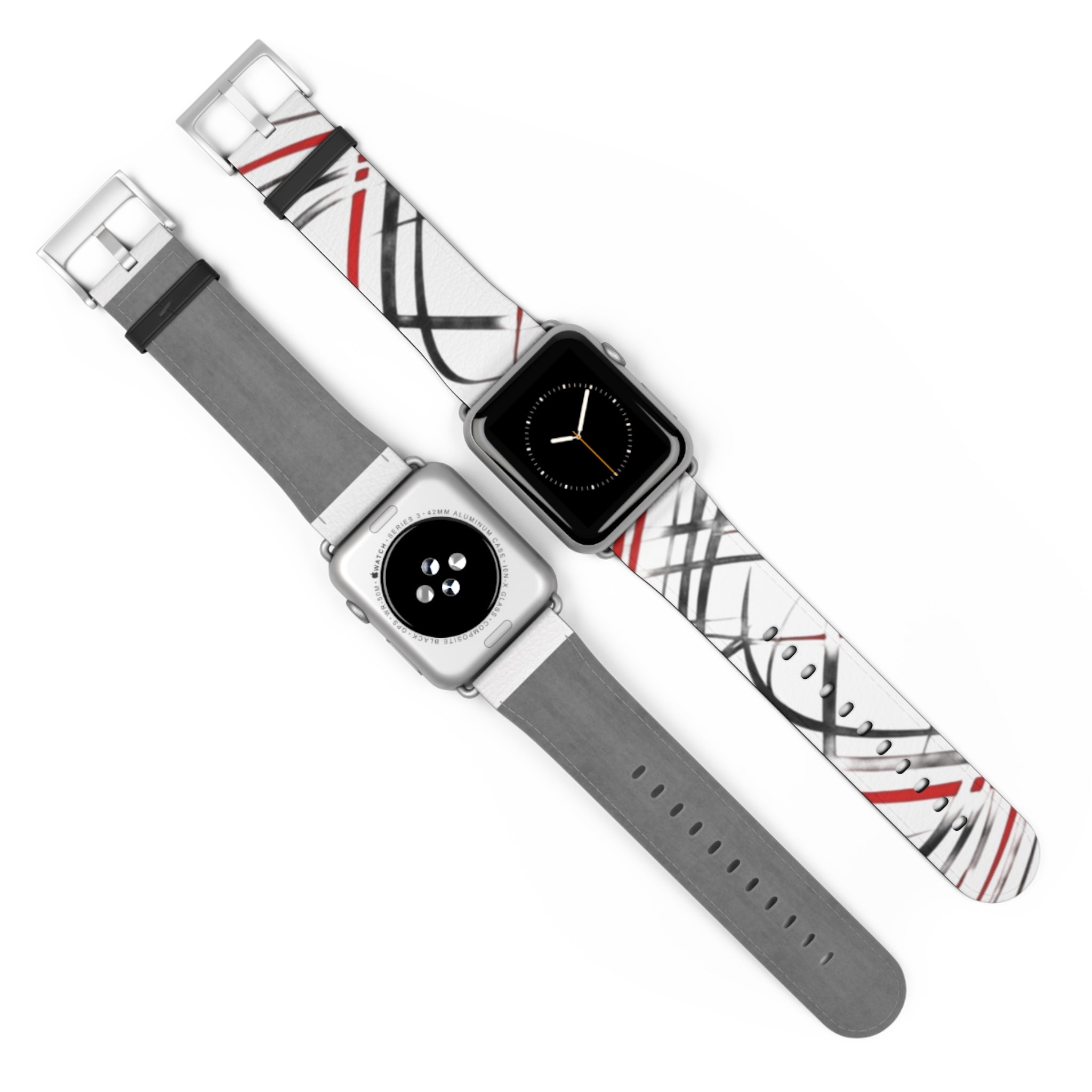 Mr Fook - Abstract Red & Black Scribble Watch Band — Modern Graphic Apple Watch Strap