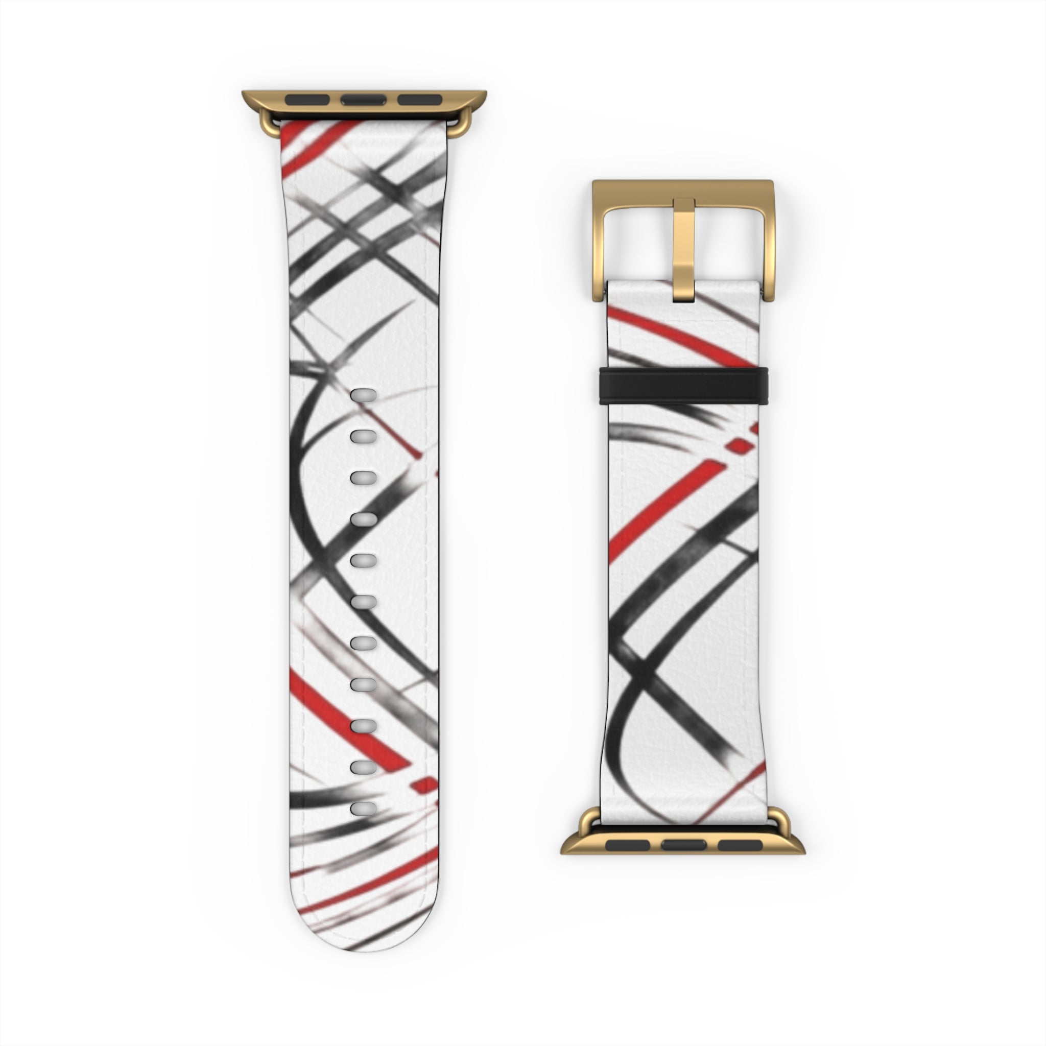 Mr Fook - Abstract Red & Black Scribble Watch Band — Modern Graphic Apple Watch Strap