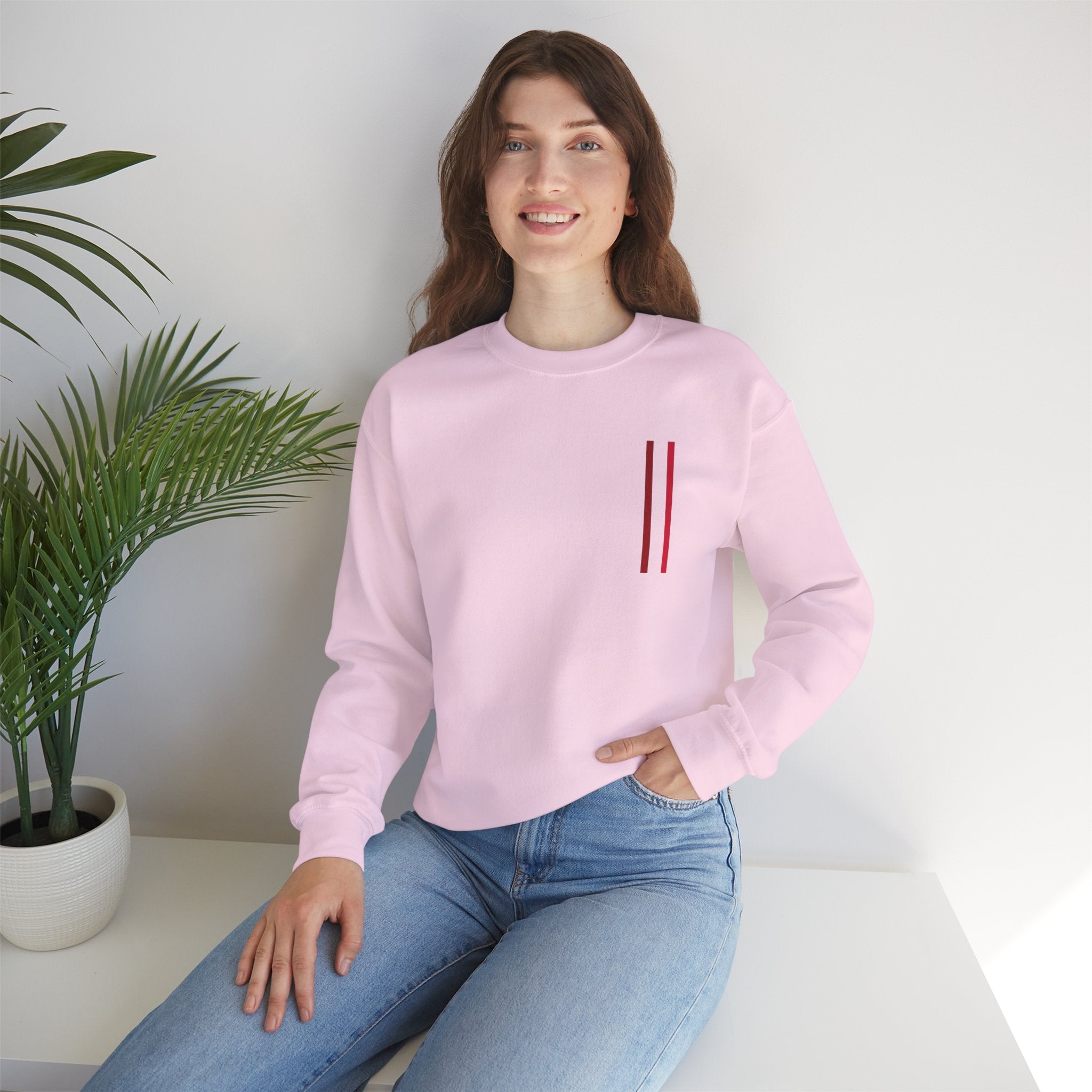 Mr Fook - Minimalist White Sweatshirt with Red Double Stripe Pocket Accent