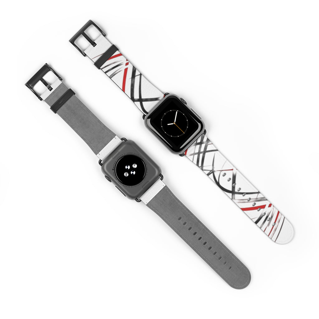 Mr Fook - Abstract Red & Black Scribble Watch Band — Modern Graphic Apple Watch Strap