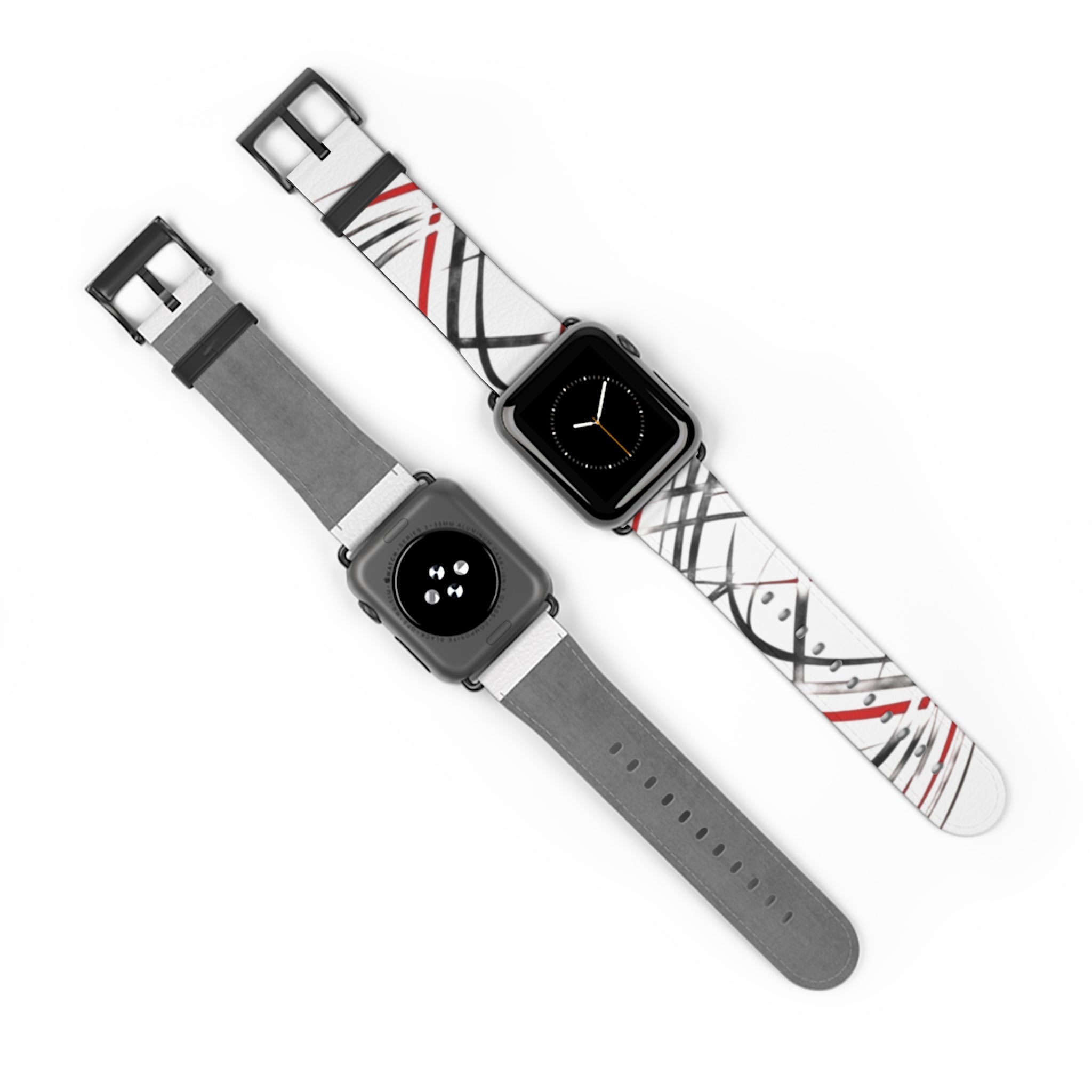 Mr Fook - Abstract Red & Black Scribble Watch Band — Modern Graphic Apple Watch Strap
