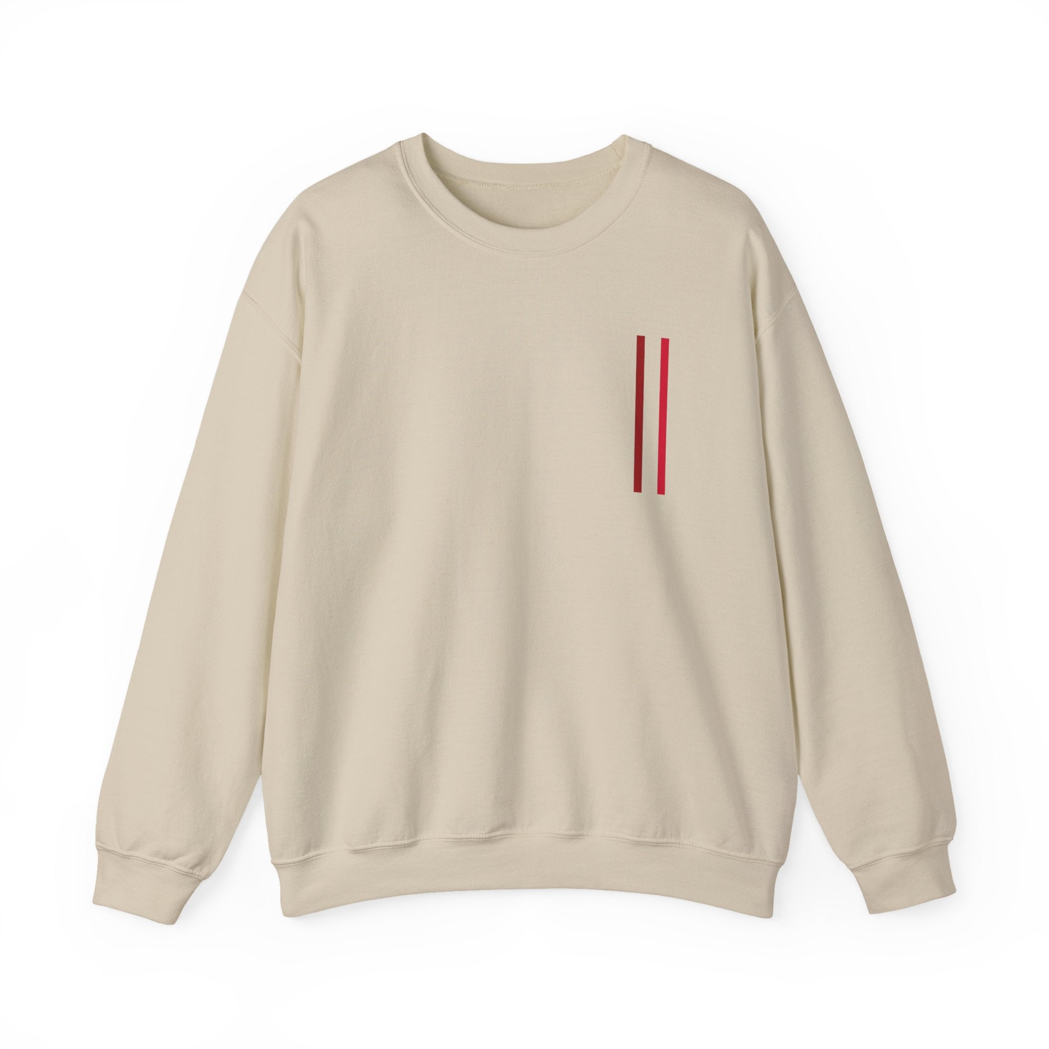 Mr Fook - Minimalist White Sweatshirt with Red Double Stripe Pocket Accent
