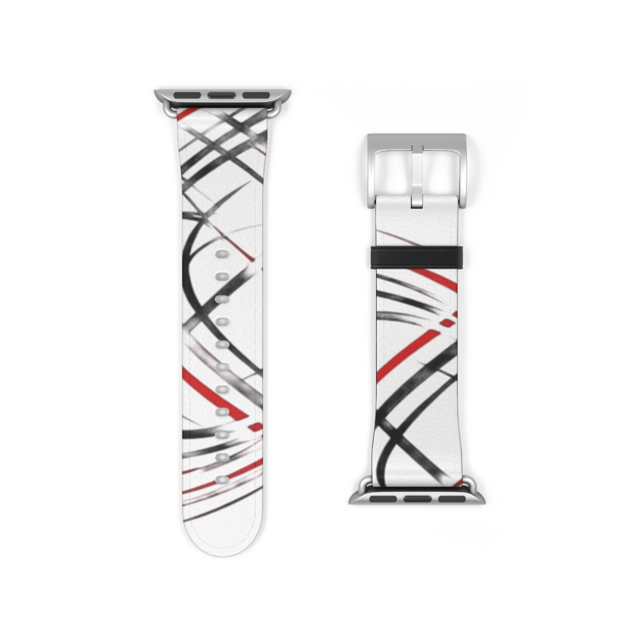Mr Fook - Abstract Red & Black Scribble Watch Band — Modern Graphic Apple Watch Strap